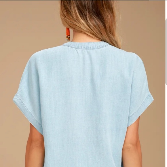 LULU'S My sweet love chambray top - Picture 6 of 7